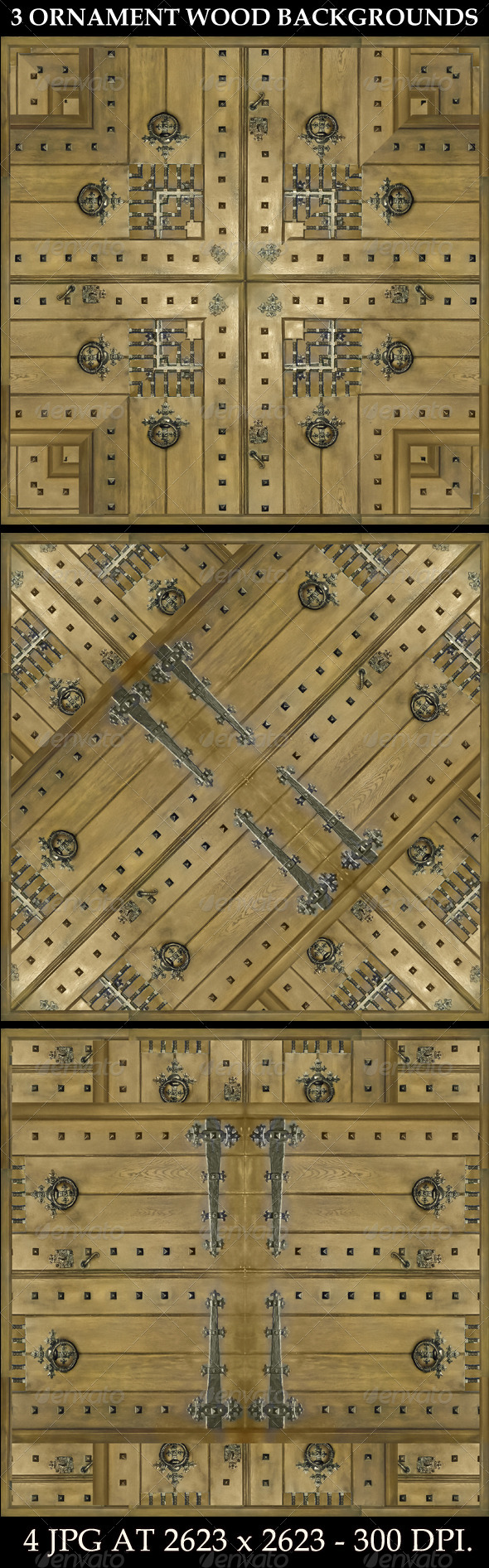 3 Ornament Wood Backgrounds - Miscellaneous Backgrounds
