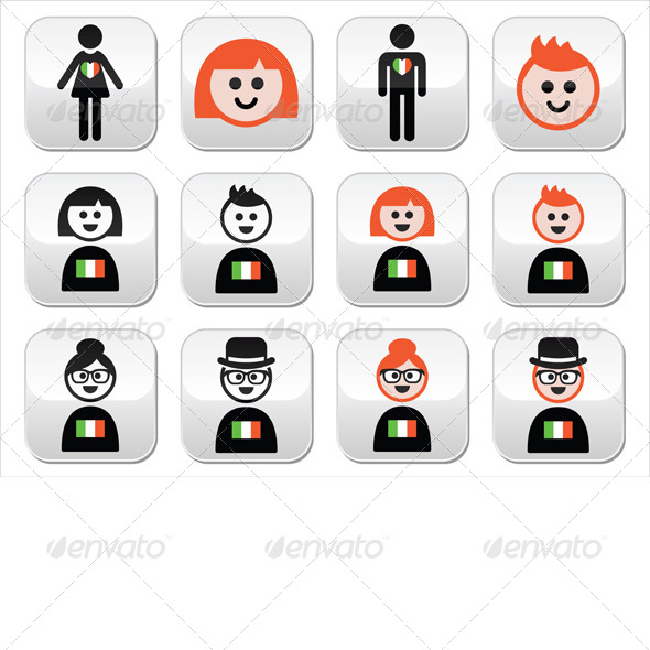 St Patricks Day Irish People with Flags - Seasons/Holidays Conceptual