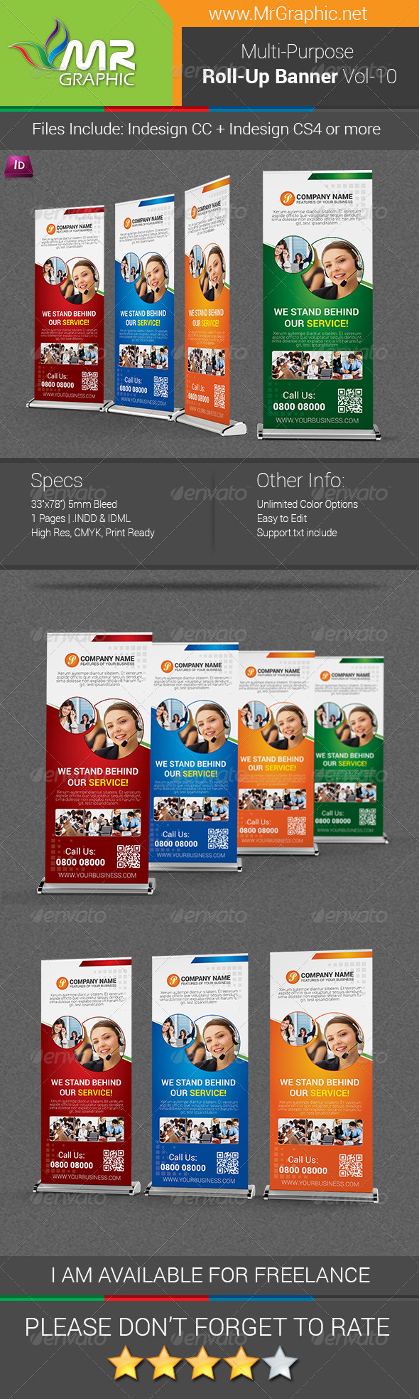 Multipurpose Business Roll-Up Banner Vol-10 - Signage Print Templates