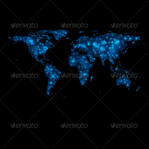 Abstract Shiny Lights World Map - Backgrounds Decorative