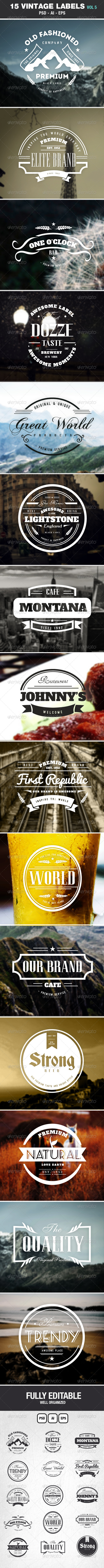Retro Vintage Labels & Badges Logos V5 - Badges & Stickers Web Elements