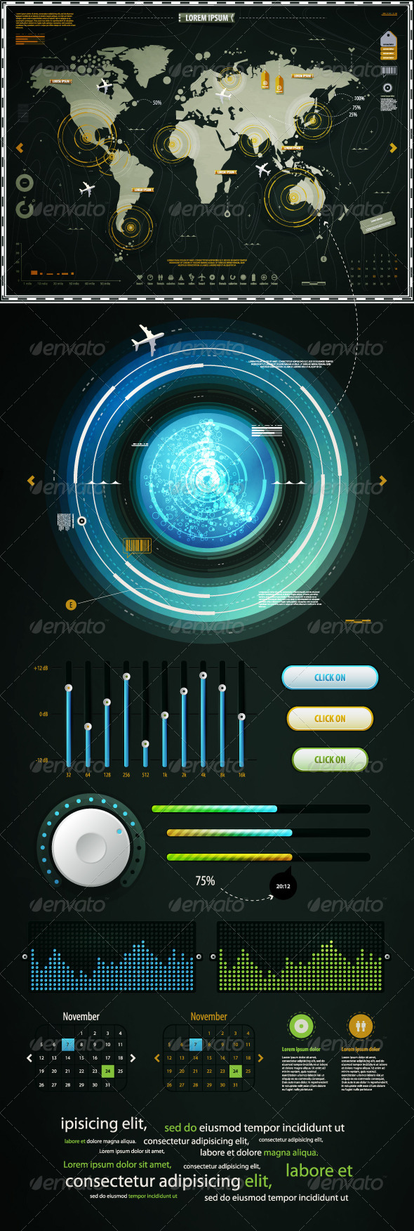 Infographics Elements of the World Map, and EQ - Infographics