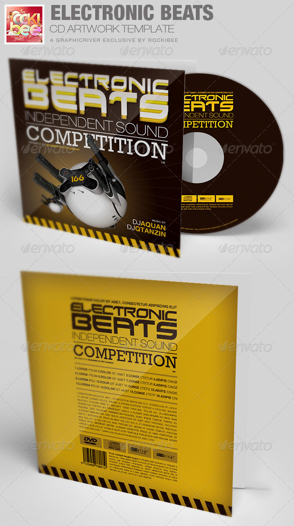 Electronic Beats CD Artwork Template - CD & DVD Artwork Print Templates