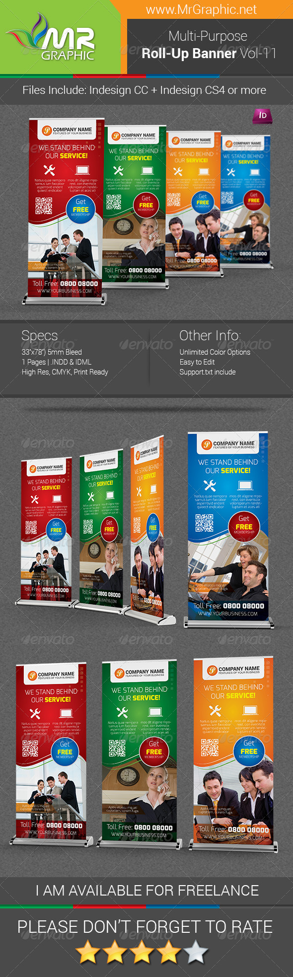 Multipurpose Business Roll-Up Banner Vol-11 - Signage Print Templates
