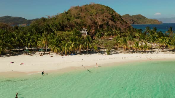 Torpical Island with White Sandy Beach Top View alt