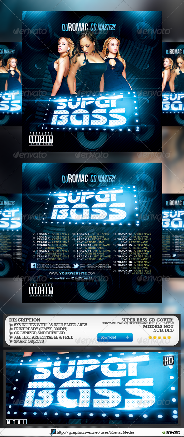 Super Bass CD Cover - CD & DVD Artwork Print Templates