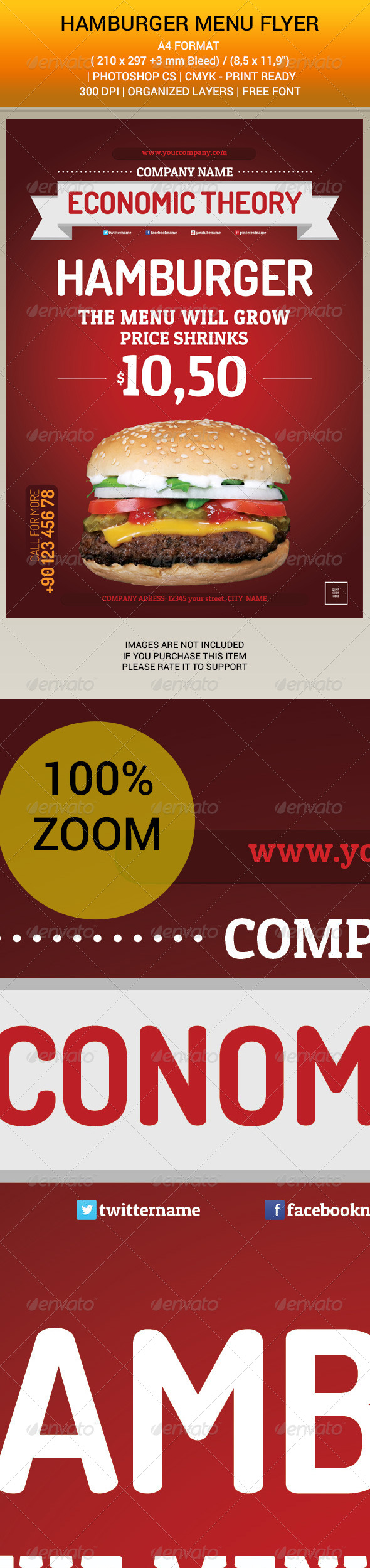 Hamburger Menu Flyer - Restaurant Flyers
