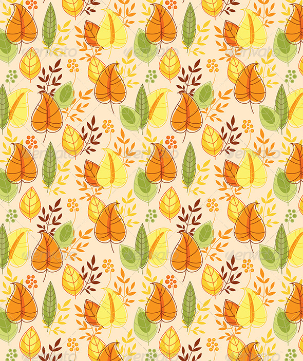 Seamless Pattern with Autumn Leaves - Patterns Decorative