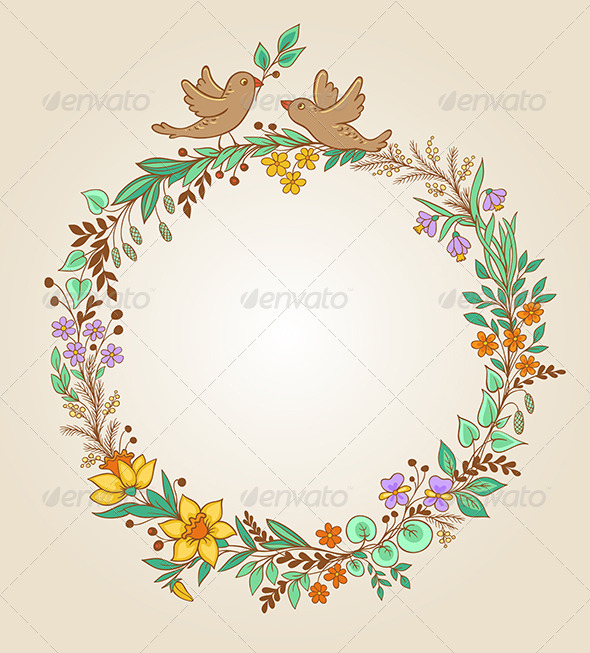 Wreath of Flowers and Leaves - Flowers & Plants Nature