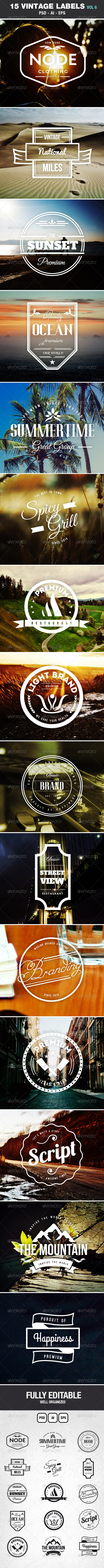 Retro Vintage Labels & Badges Logos V6 - Badges & Stickers Web Elements