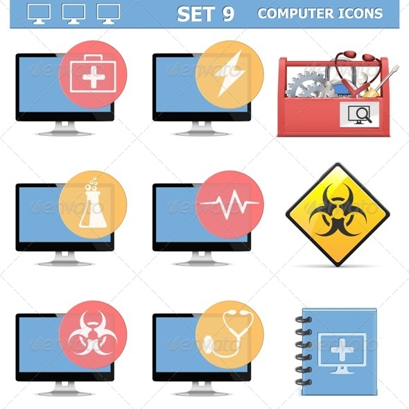 Computer Icons Set 9 - Computers Technology