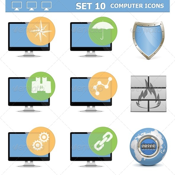 Computer Icons Set 10 - Computers Technology