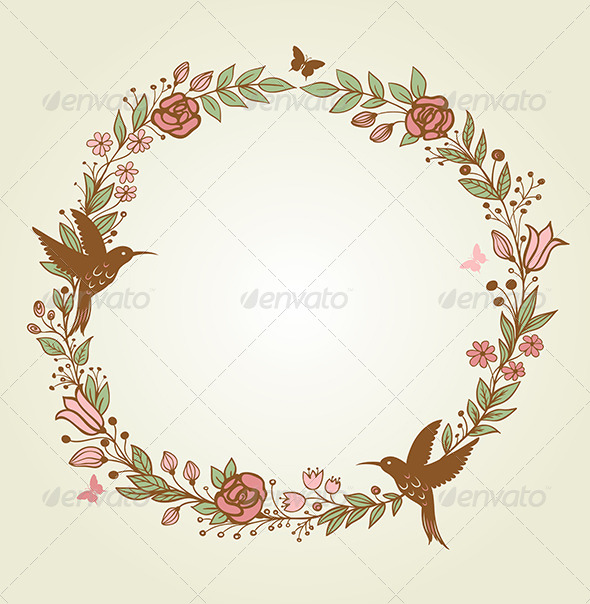 Floral Frame and Birds - Flowers & Plants Nature
