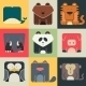 Flat Set of Square Animal Icons