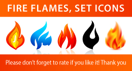 FIRE FLAMES, SET ICONS