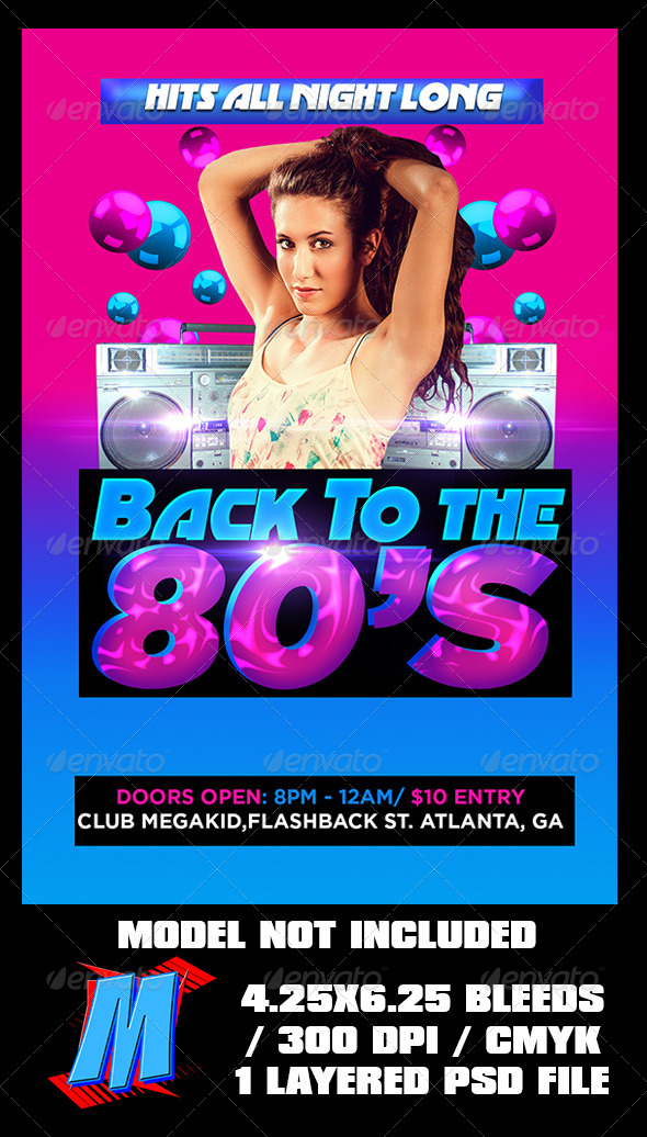 Back To The 80s Flyer Template - Clubs & Parties Events