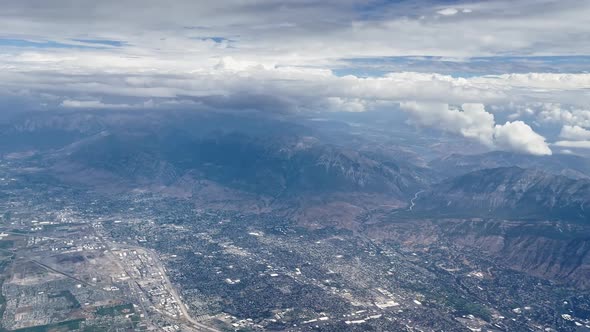 View from airplane as it flies over Utah Valley alt