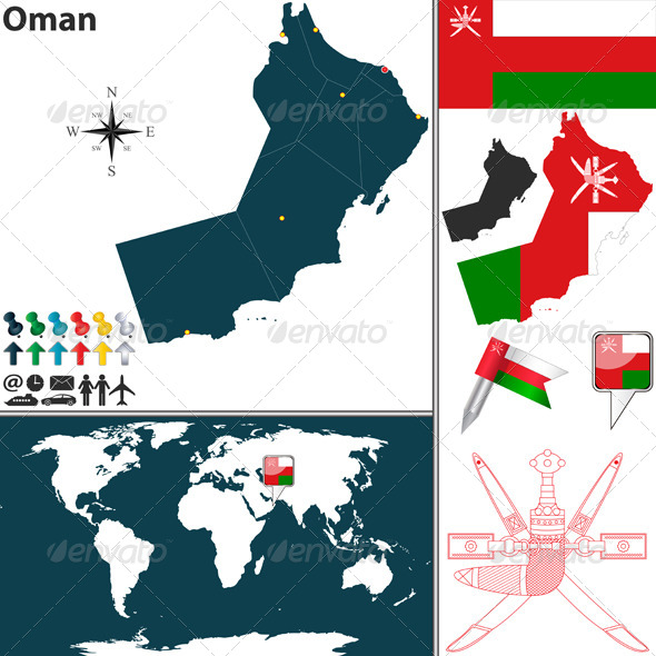 Map of Oman - Travel Conceptual