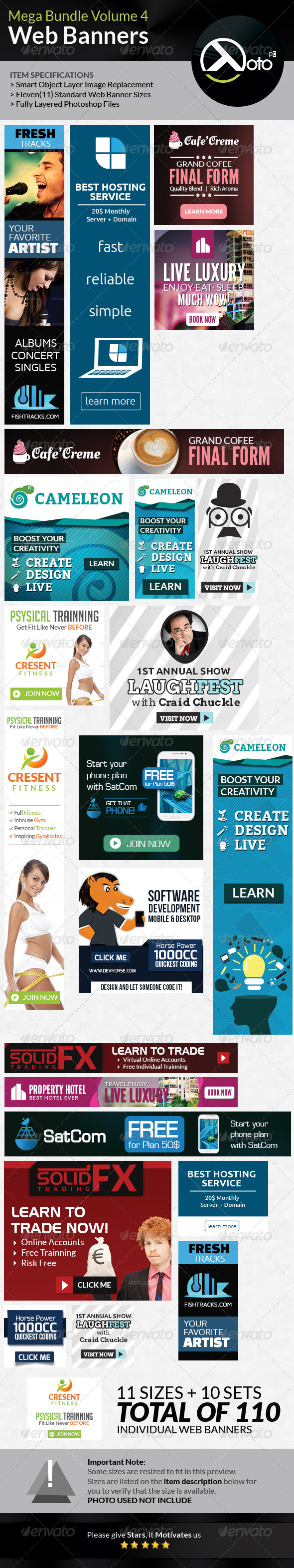 10 Set Mega Bundle Mix Web Banners Vol 4 - Banners & Ads Web Elements