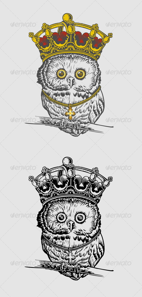 The King Owl Hand Drawing - Animals Characters