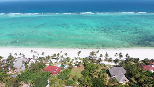 Ocean Coastline Barrier Reef By Beach Hotels at Low Tide Zanzibar Aerial View alt