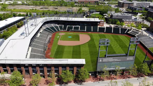 Huntington Park in Columbus Ohio, home of the Columbus Clippers - Aerial Drone alt