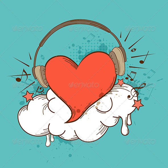 Red Heart and Headphones - Valentines Seasons/Holidays