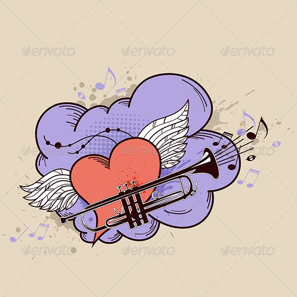Red Heart and Trumpet - Miscellaneous Vectors