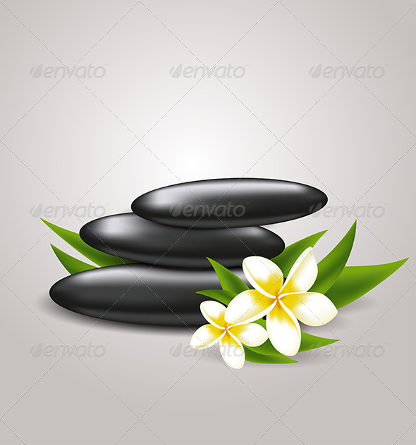 Flowers and Spa Stones - Health/Medicine Conceptual