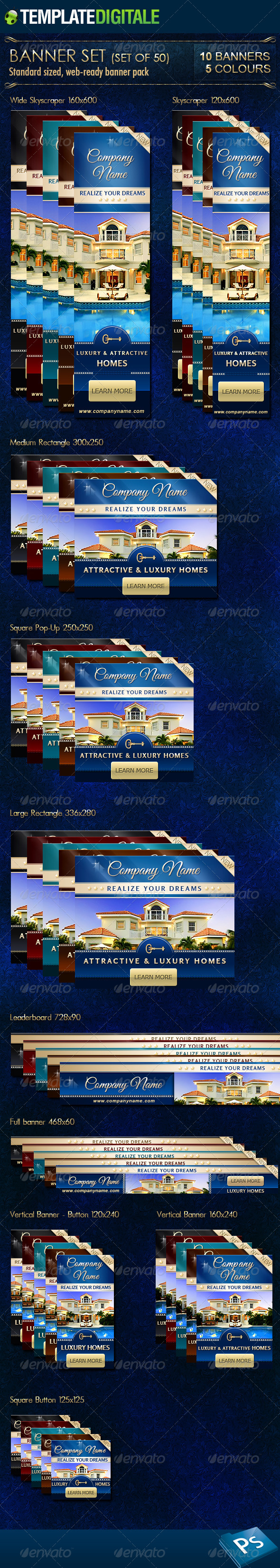 Luxury Real Estate Banner Set - Banners & Ads Web Elements