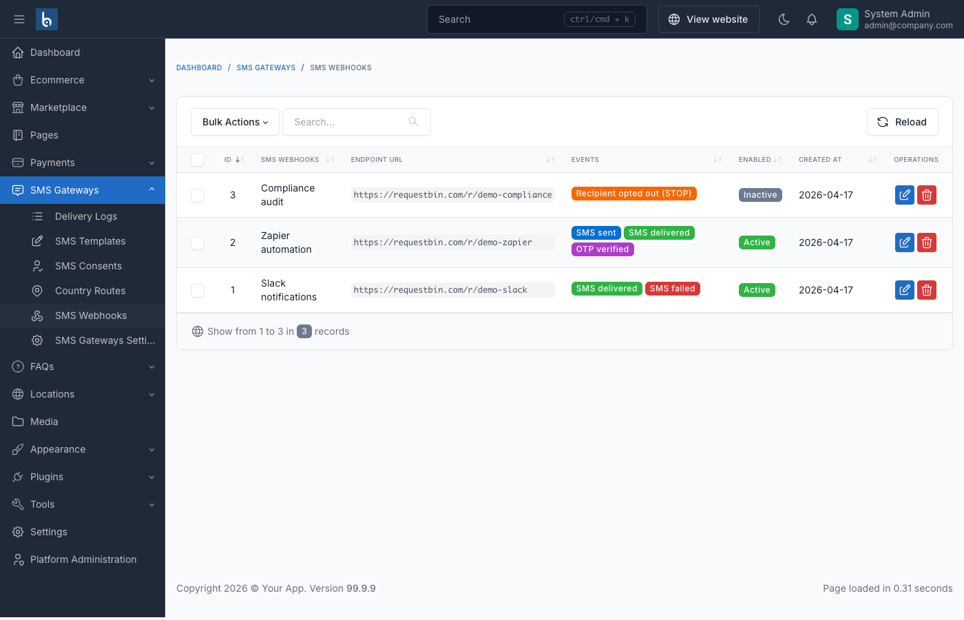 SMS Gateways - Multi-Provider + OTP Plugin for Botble CMS by botble