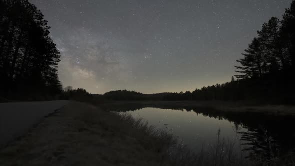 Time Lapse Of Milky Way Galaxy Rising In A Nature Landscape alt