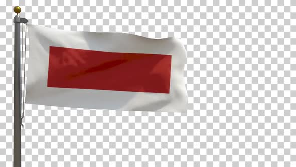 Ras Al Khaimah and Sharjah Flag (UAE) on Flagpole with Alpha Channel - 4K alt