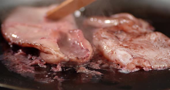 Cooking Delicious Squid in a Frying Pan.