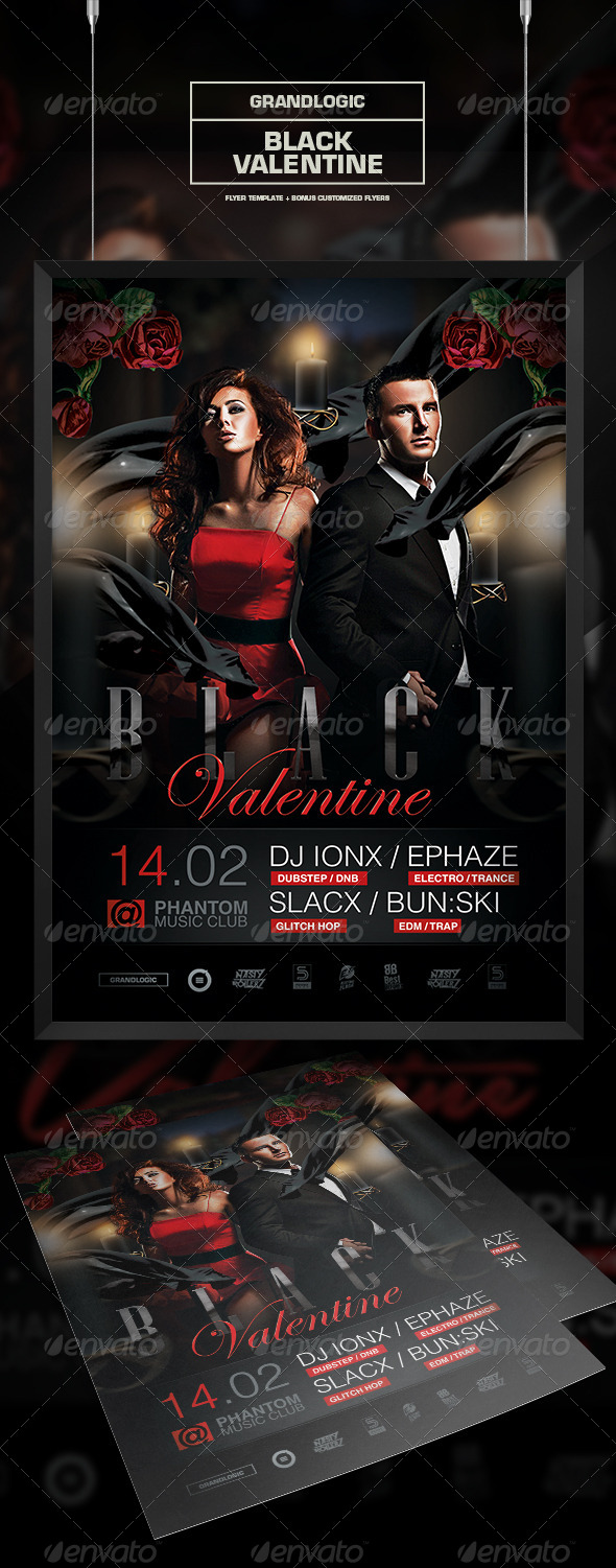 Black Valentines Day Flyer/Poster - Events Flyers