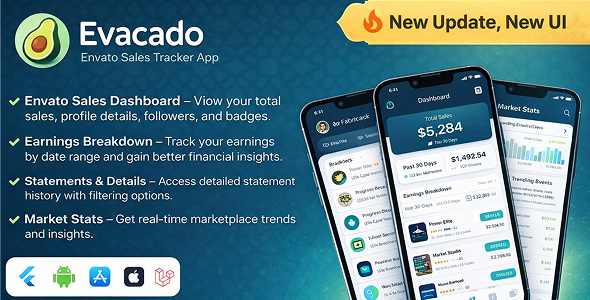 Evacado – Envato Sales Tracker Android and IOS Flutter Application