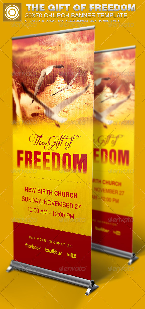Gift of Freedom Church Banner Signage Template - Signage Print Templates