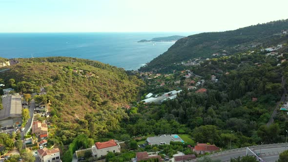 Côte d'Azur, mountains overlooking the Mediterranean Sea. Monaco, France