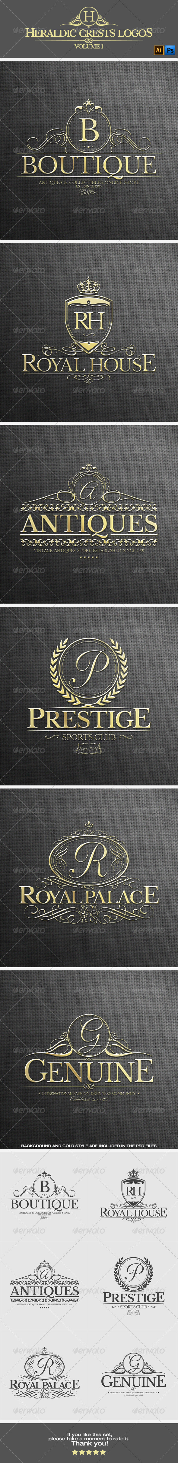 Heraldic Crest Logos Vol.1 - Badges & Stickers Web Elements