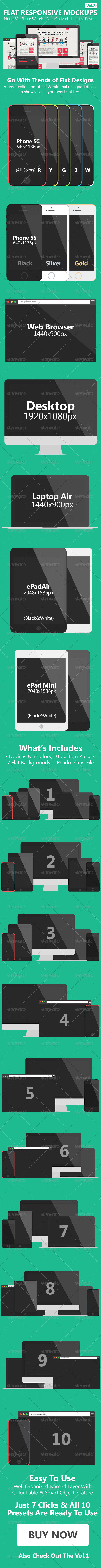 Flat Responsive Screen Mockups V.2