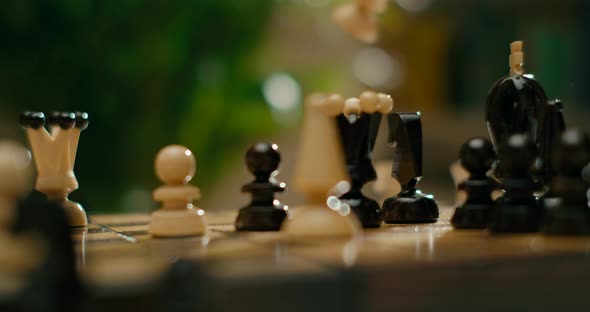 Cinematic Close Up To Hands Playing Chess