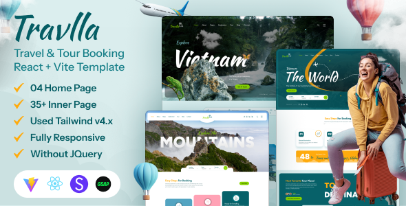 Travlla - Travel & Tour Booking React Vite Tailwind Template
