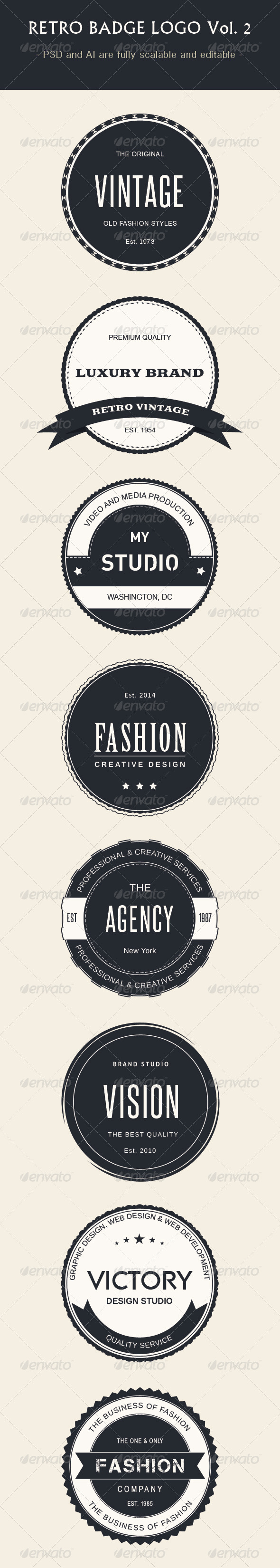 Retro Badge Logo Vol. 2 - Badges & Stickers Web Elements