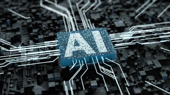 Artificial intelligence in an abstract neural network. alt