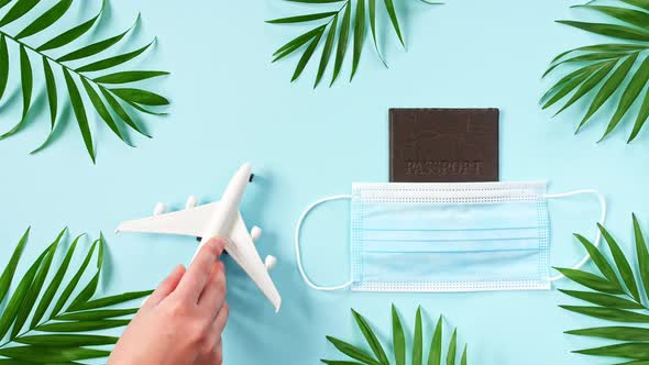 Model Airplane Passport Protective Equipment for Prevention of Virus Infection Medical Masks Hand alt