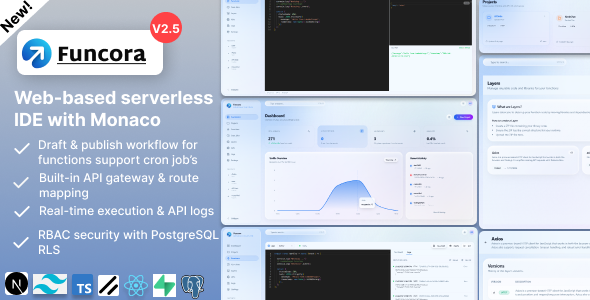 Funcora – Faas Serverless Functions & API Management Platform like AWS lambda (Next.js & TypeScript)