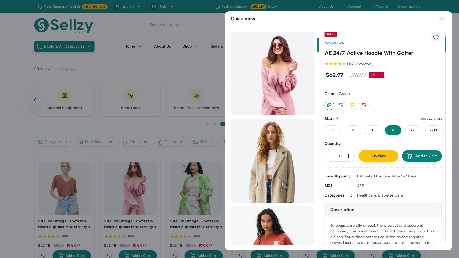 Sellzy - Multivendor eCommerce Tailwind CSS Template by RiveupDigital