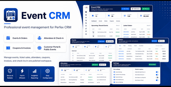 Event Management & Ticket Booking Module for Perfex CRM with Attendees and Check-in
