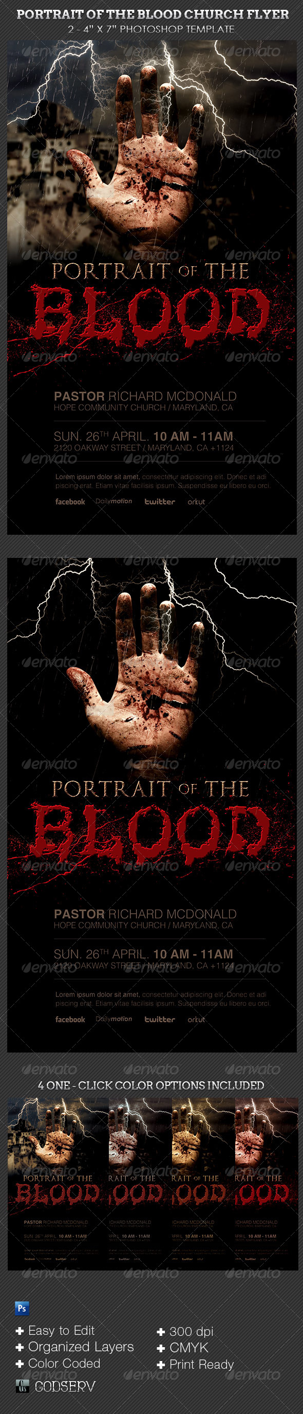 Blood Portrait Church Flyer Template - Church Flyers