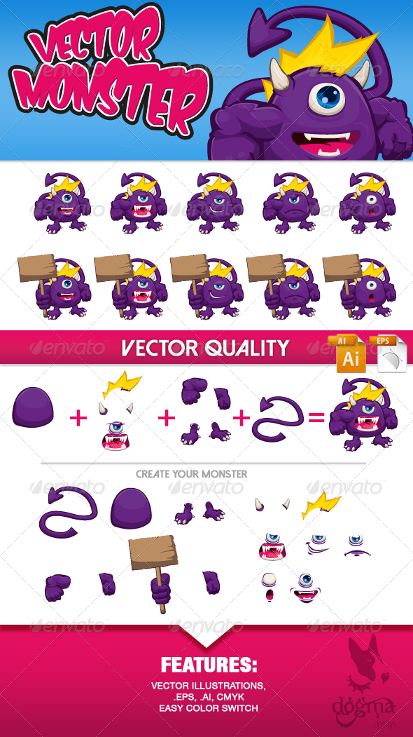 Vector Monster Character Kit - Monsters Characters